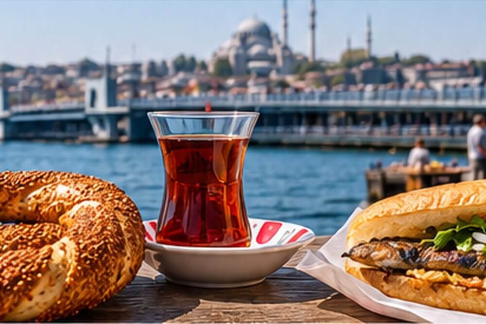 Kanapka balık ekmek z grillowaną rybą i warzywami