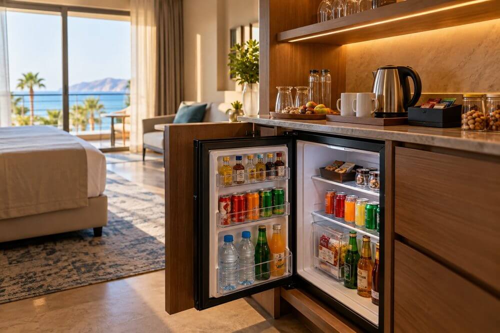 Hotelowy minibar z napojami w formule Ultra All Inclusive