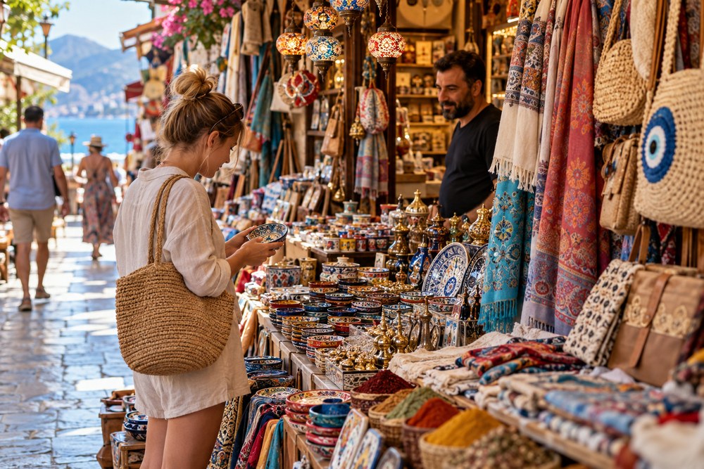 Zakupy na tureckim bazarze podczas wakacji