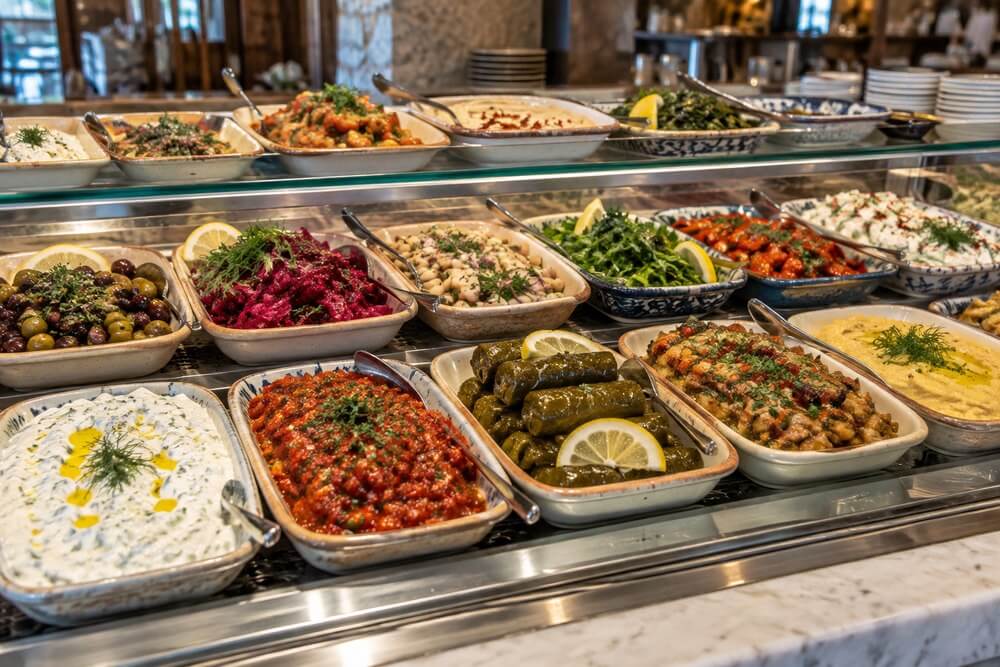 Wybór meze w tureckiej restauracji