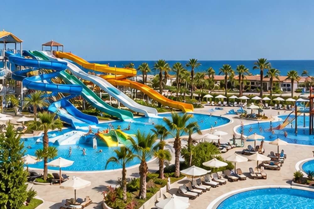 Aquapark i baseny rodzinnego resortu w Turcji