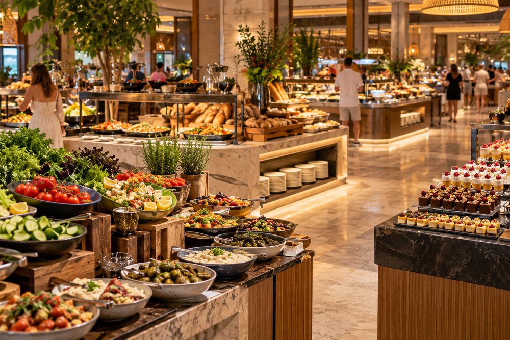 Bufet restauracyjny w dużym resorcie w Turcji