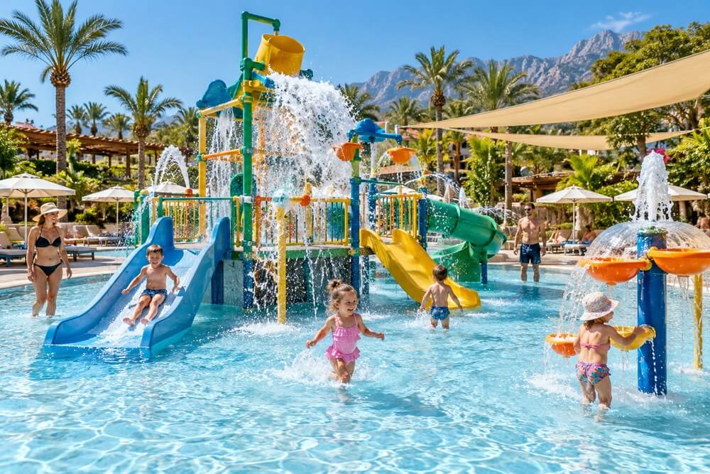 Splash park dla młodszych dzieci w hotelu w Turcji