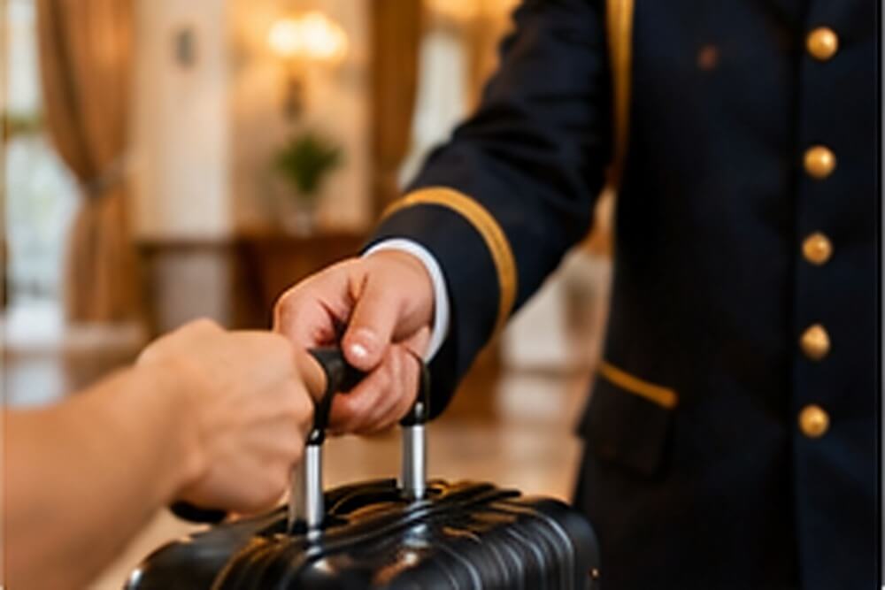 Obsługa hotelowa z bagażem w resorcie w Turcji