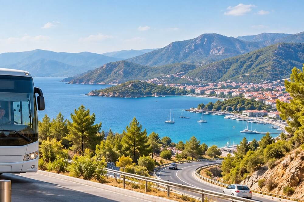 Droga do Marmaris z widokiem na zatokę i marinę