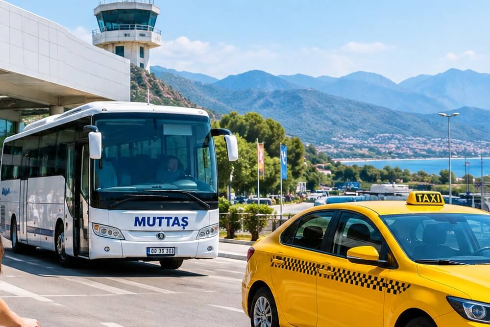 Taksówka i transfer przed terminalem lotniska Dalaman
